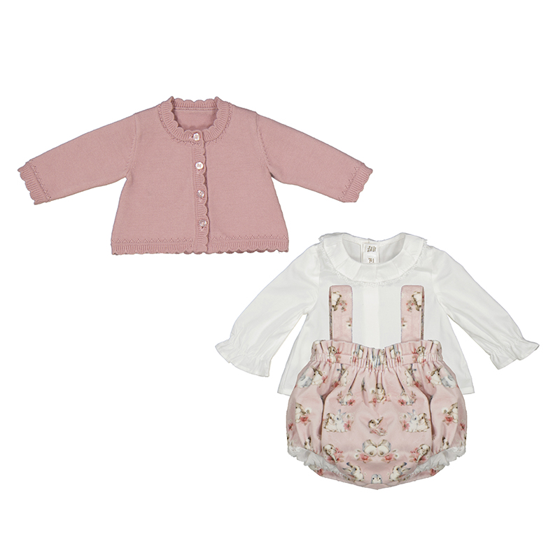 Mayoral 3 Piece Shorts, Top & Cardigan Set Style 2245 - Blush